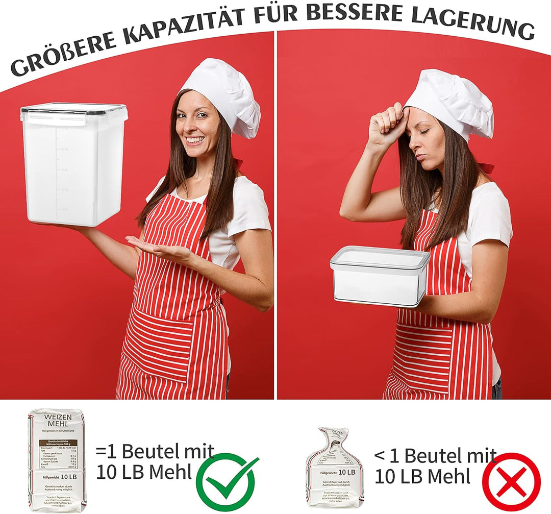 5,2L Gross Vorratsdosen mit Deckel Luftdicht 4er Set mit Kreidemarker und Etiketten, BPA Frei Plasti