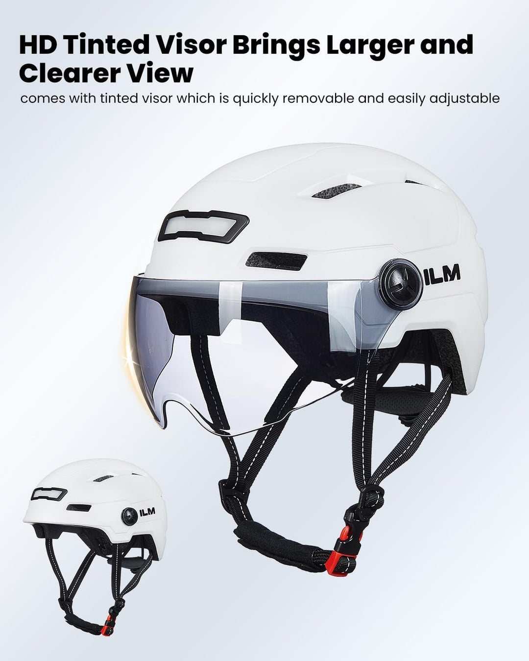 ILM Fahrradhelm mit Visier und LED Licht Mountain&Road Fahrradhelme für Damen und Herren Fahrradhelm