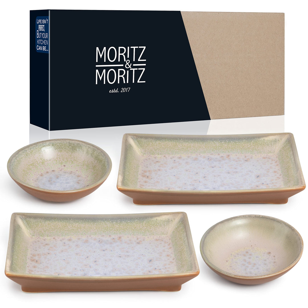 Moritz & Moritz 4-tlg. Sushi Geschirr Set für 2 Personen - Sushi Servierset mit 2x Sushi-Teller und
