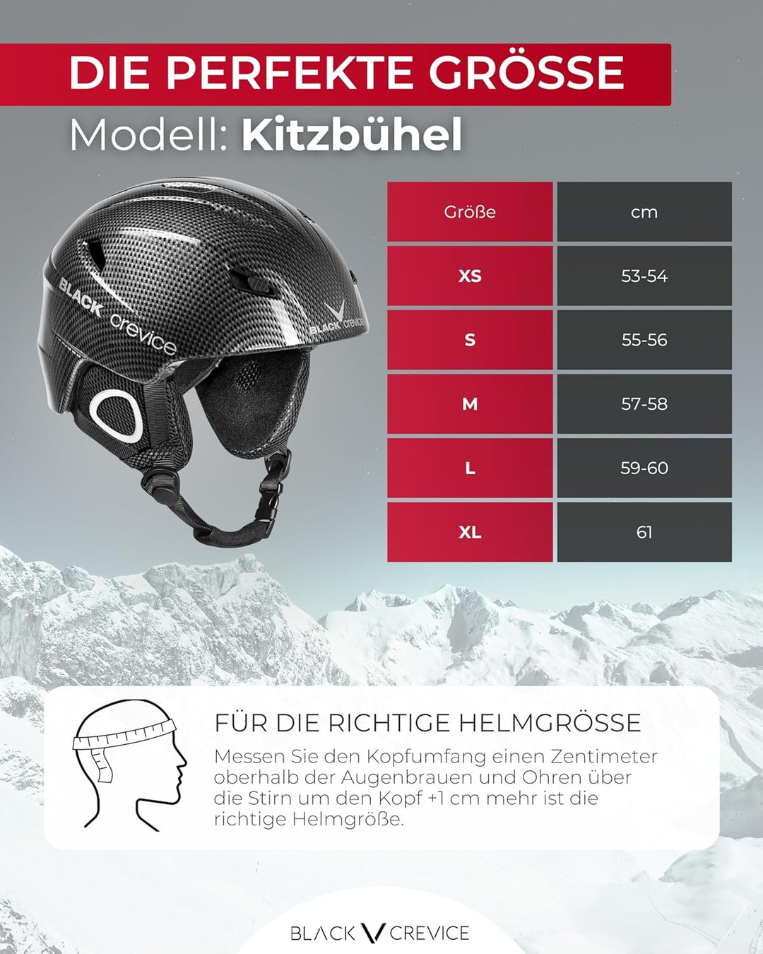 Black Crevice Skihelm Kitzbühel I Ski-Helm in sportlichem Design I Skihelm Herren & Damen I Skihelm