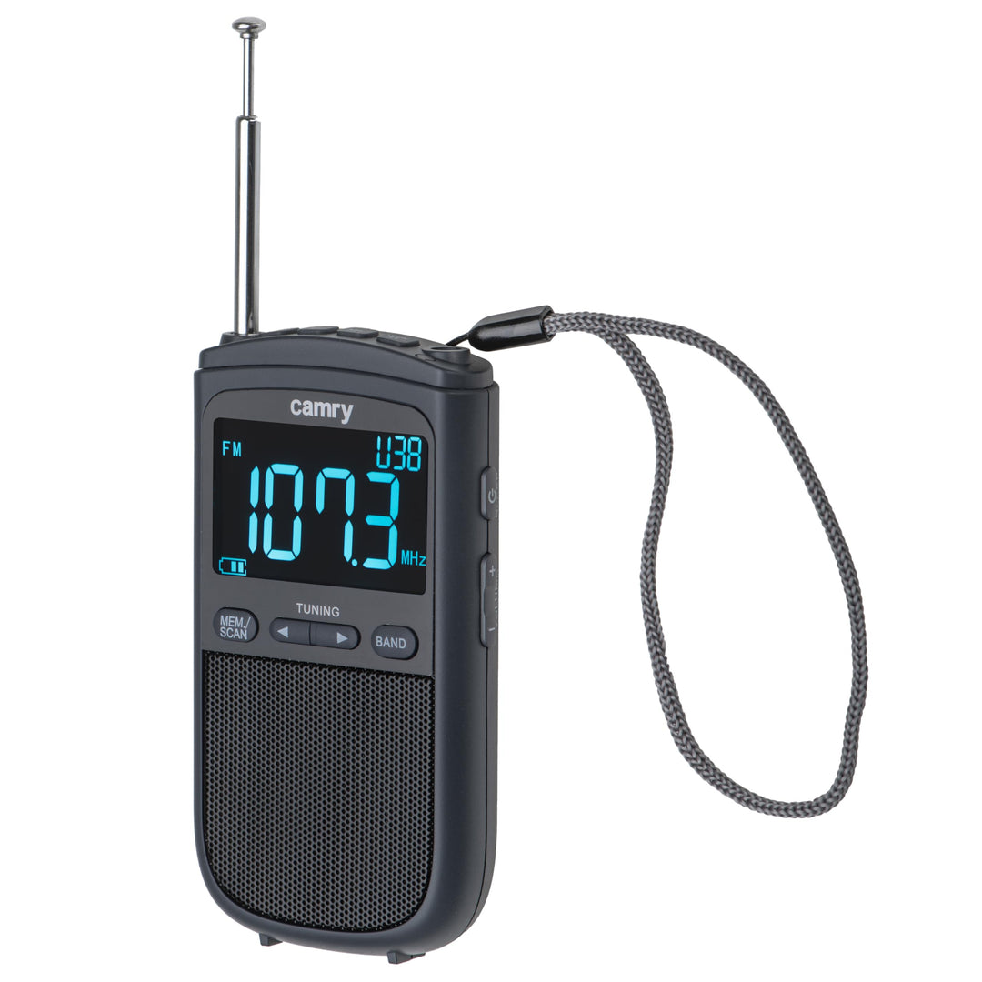 Camry CR 1905 Tragbares Digitalradio, LCD-Display, FM/Am, Akku 900 mAh, USB-C, Teleskopantenne, Schw