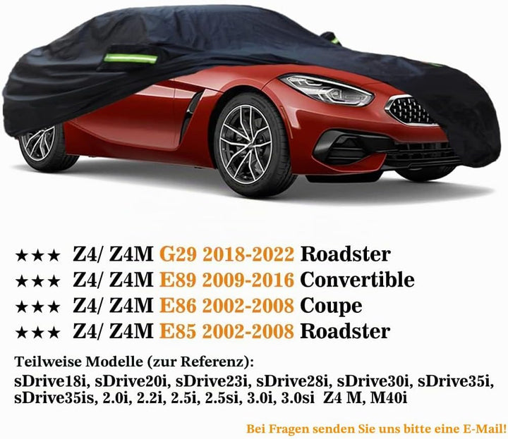 SjYsXm Massgeschneidert Auto Abdeckplane Kompatibel mit BMW Z4 Z4M E85 E86 E89 G29 2023-2000 Coupe R