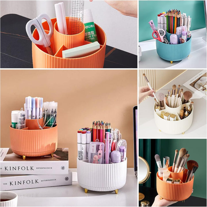 DASITON Make up Kosmetik Organizer mit 5 Fächern,360° Drehbarer Pinsel Organizer,Grosser Kapazität S