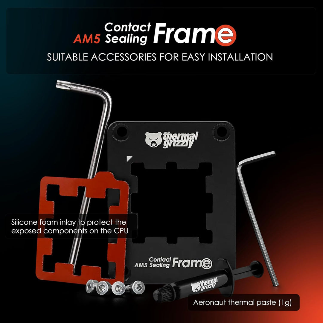 Thermal Grizzly AM5 Contact Sealing Frame - Kombination aus Contact Frame & CPU Guard - Optimiert di