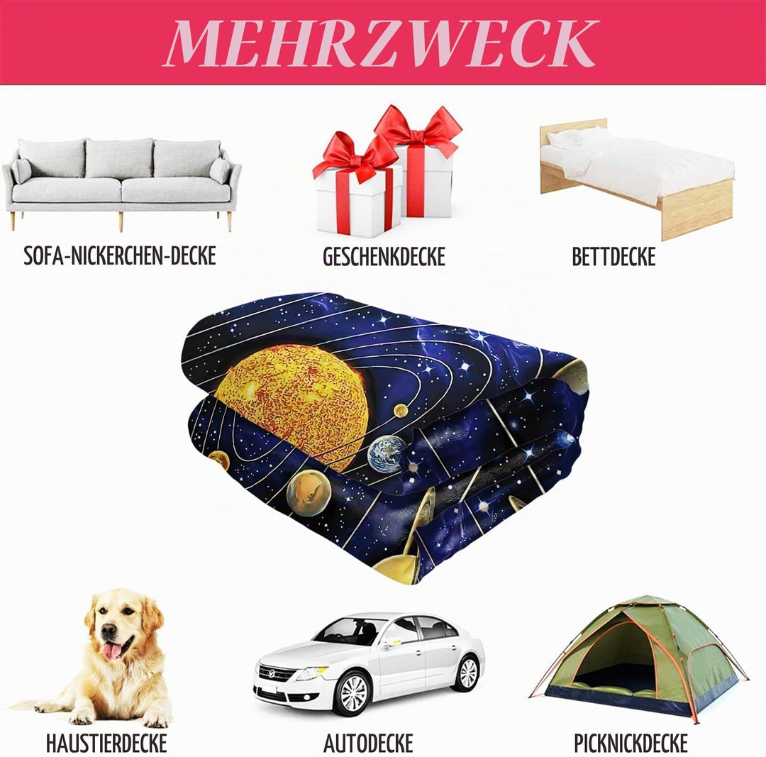 YISUMEI Decke 150x200 cm Kuscheldecken Sanft Flanell Weich Fleecedecke Bettüberwurf Sonnensystem