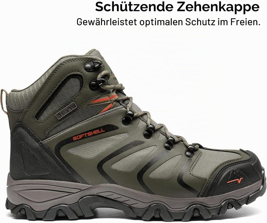 NORTIV 8 Herren 160448_m-w Wanderstiefel 43 EU Weit Armee Grün Schwarz Orange, 43 EU Weit Armee Gr&amp;