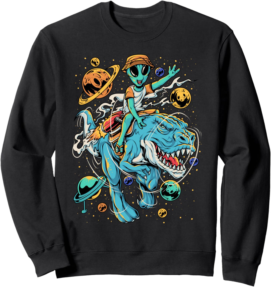 T-Rex im Weltraum | Kinder Alien reitet T-Rex Dinosaurier Sweatshirt