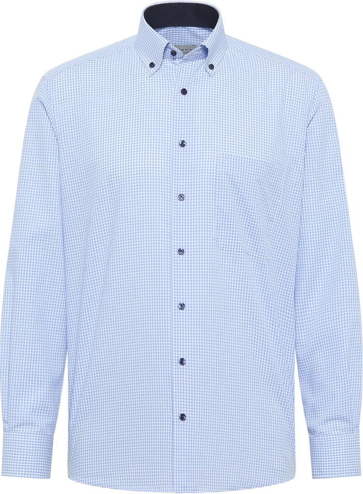 ETERNA Comfort Fit Hemd Langarm New Kent Kragen Muster rot 40 Hellblau, 40 Hellblau