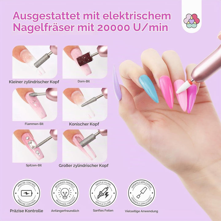 SAVILAND All-in-1 Acryl Nagelset: Premium Nagel Set Acryl Set mit Klarem Weissem und Rosa Acrylpulve