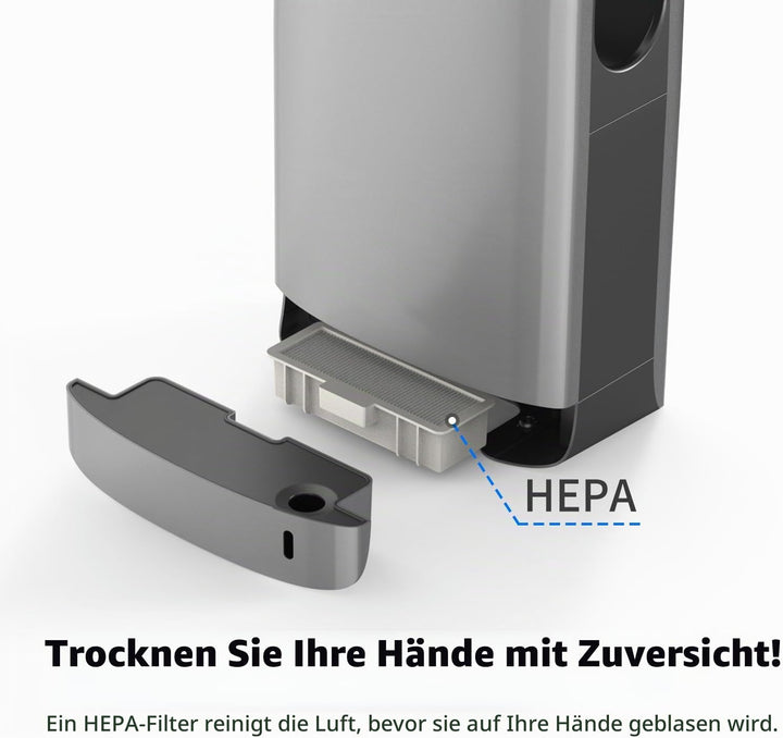 anydry 2065 Doppelseitiger Händetrockner HEPA Filter Effizient ABS Silber, Silber