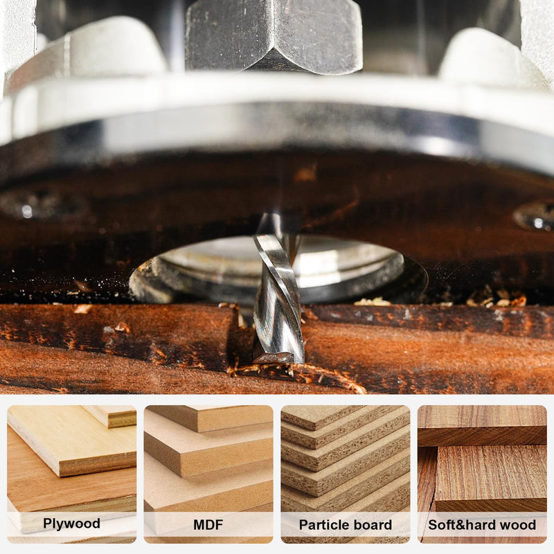 SpeTool Spiralnutfräser 8mm Schaft Downcut 32mm Schnittlänge Nutfräser Spiralfräser 2 Flöten Router