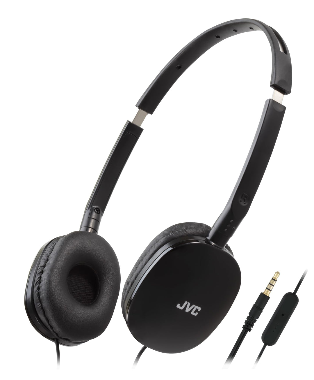 JVC HA-S160M-B - Flats Faltbarer und kompakter Kopfhörer in Glossy Trendfarbe, mit Schalter für Mikr