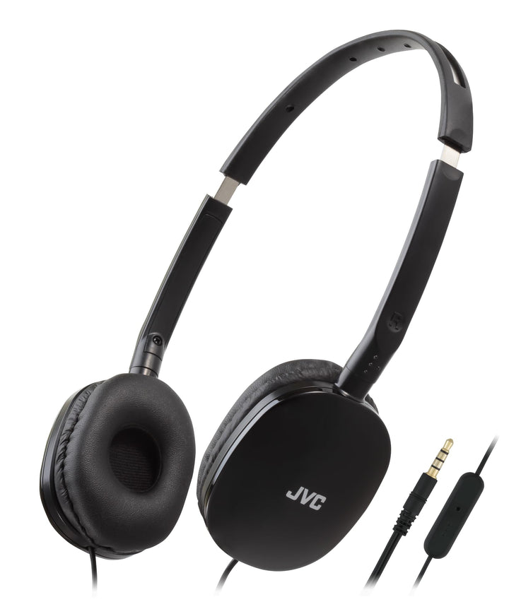 JVC HA-S160M-B - Flats Faltbarer und kompakter Kopfhörer in Glossy Trendfarbe, mit Schalter für Mikr