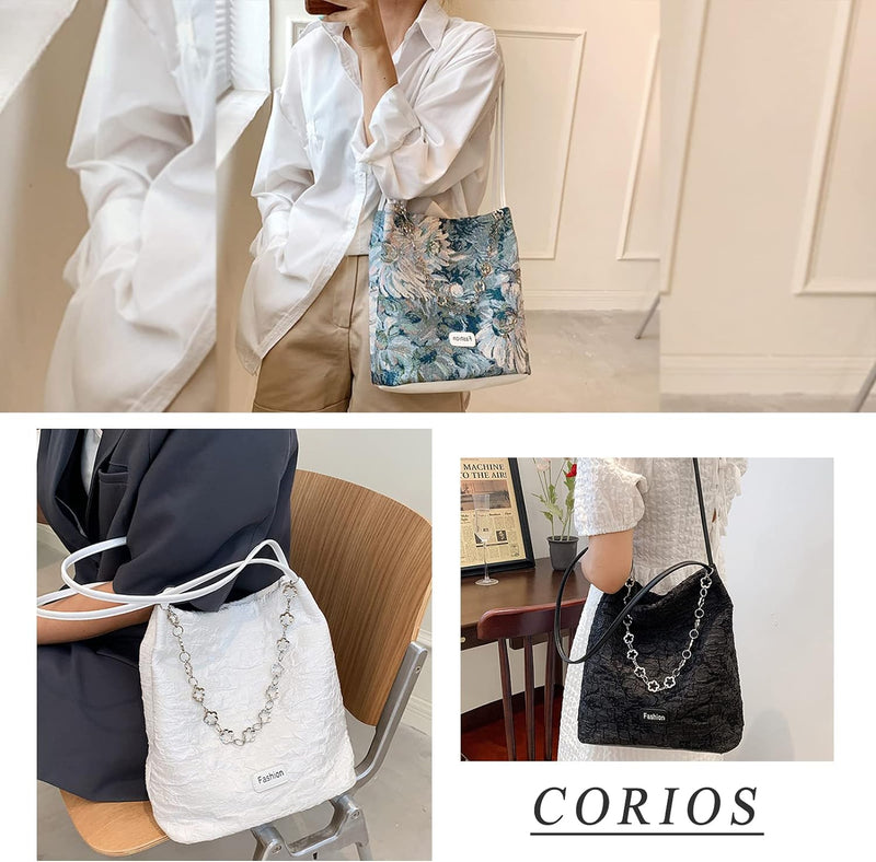 CORIOS Mode Damen Schultertasche Henkeltasche Eimer Taschen Tragetasche Polyester Tasche Ölgemälde H