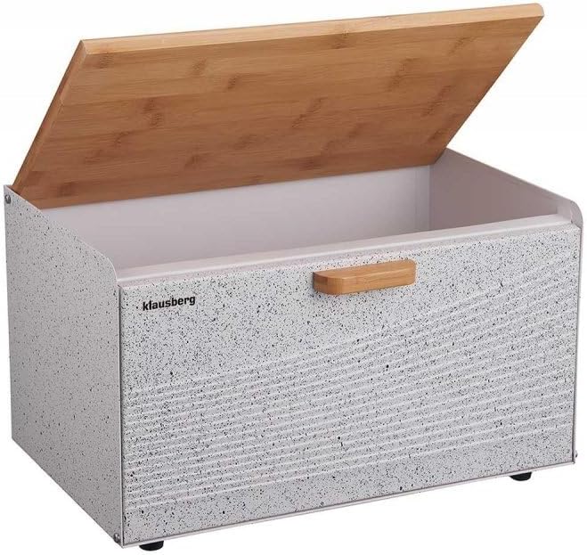 Klausberg Brotbox Brotkasten Brotkiste Holz Edelstahl Brotkorb KB-7466 weiss, Weiss