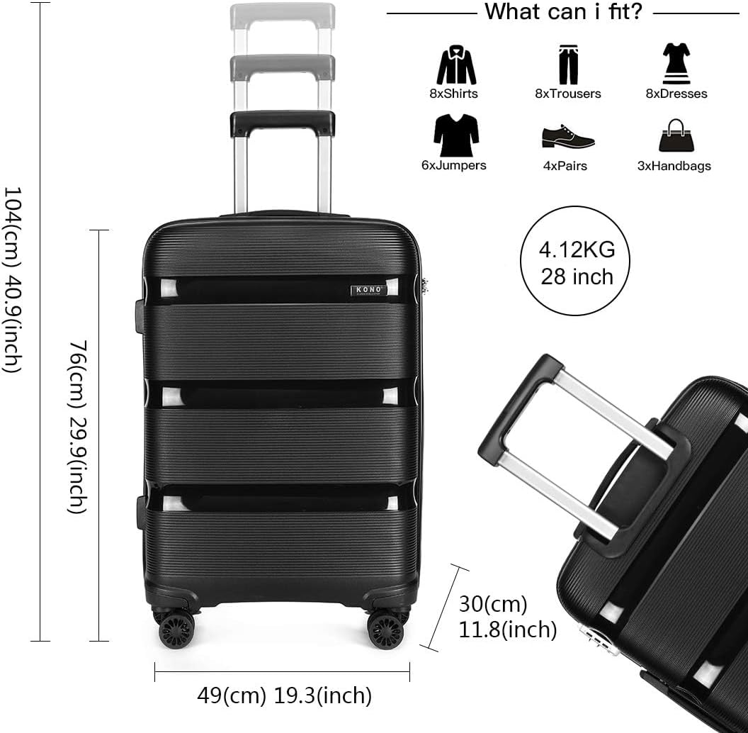 KONO Hartschalenkoffer Gross 76cm Reisekoffer mit TSA Schloss und 4 Rollen Modisch und Verschleissfe