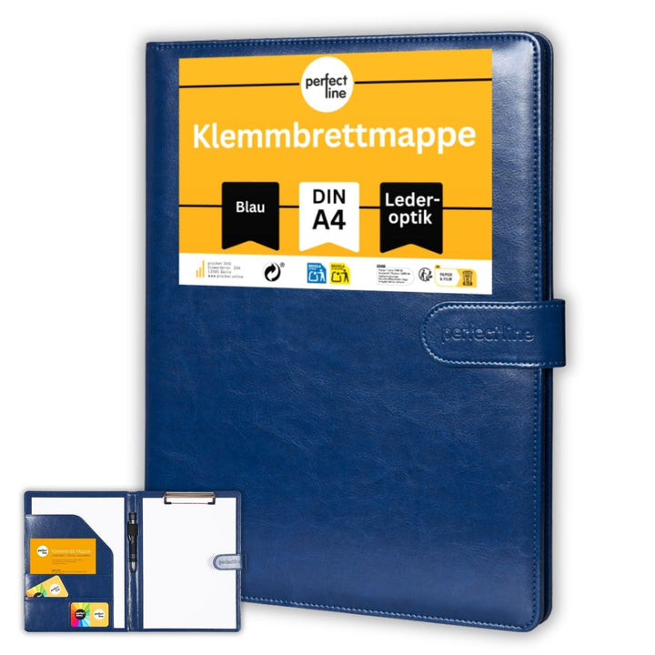 perfect line - Klemmbrettmappe DIN-A4 mit Magnetverschluss - aus strapazierfähigem Kunstleder in sti