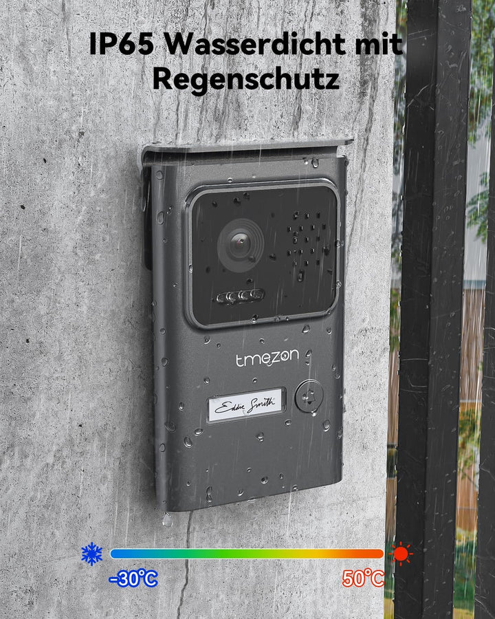 TMEZON Video Türsprechanlage 2 Draht, Türklingel mit Kamera und 7''Monitor,Gegensprechanlage mit Tür