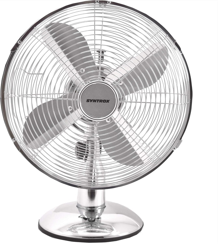 Syntrox Germany TVT-33W Chrome Retro 12" 35 cm Tischventilator mit 3 Geschwindigkeiten, Oszillation