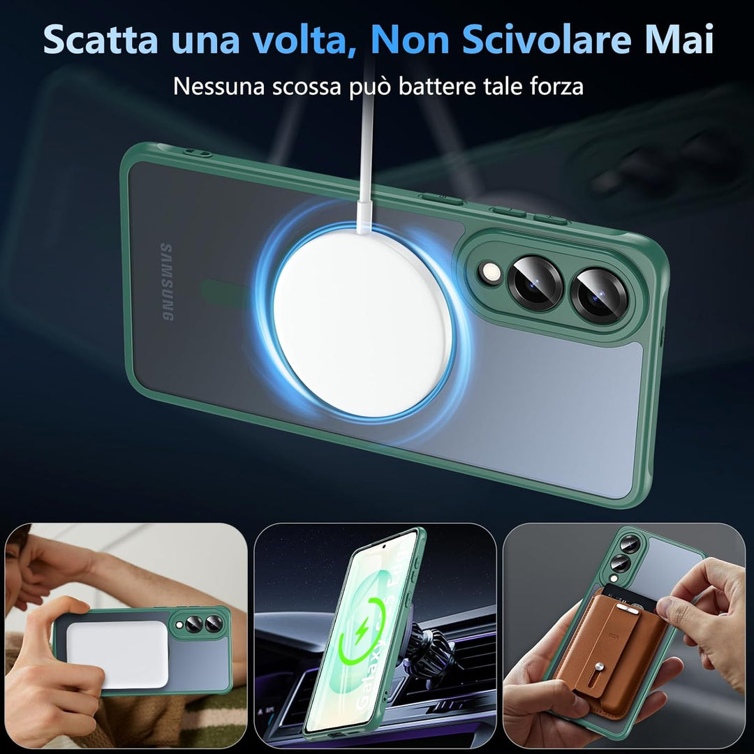 Hensinple Magnetische Schutzhülle für Samsung Galaxy S25 Edge mit gehärtetem Glas, kompatibel mit Ma