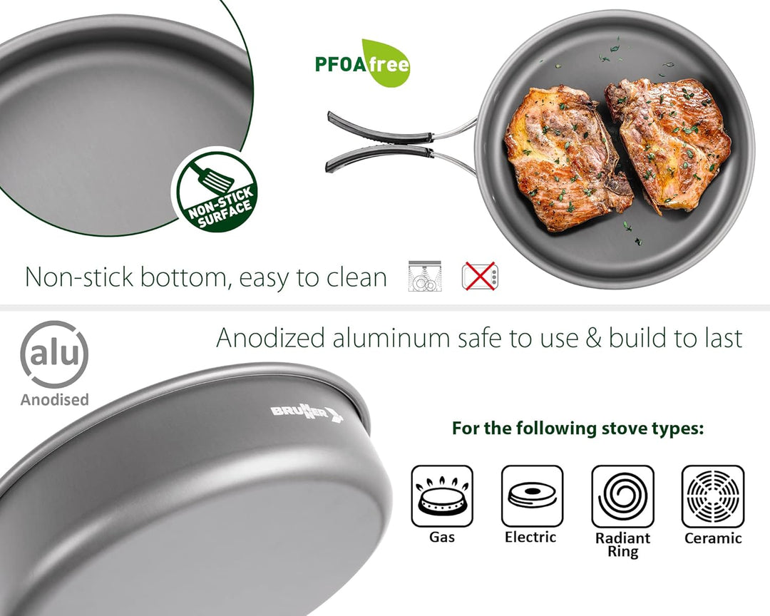 Brunner 0802024N Popote Outdoor Aluminium Packpot Ultralite 18 für 3/4 Personen