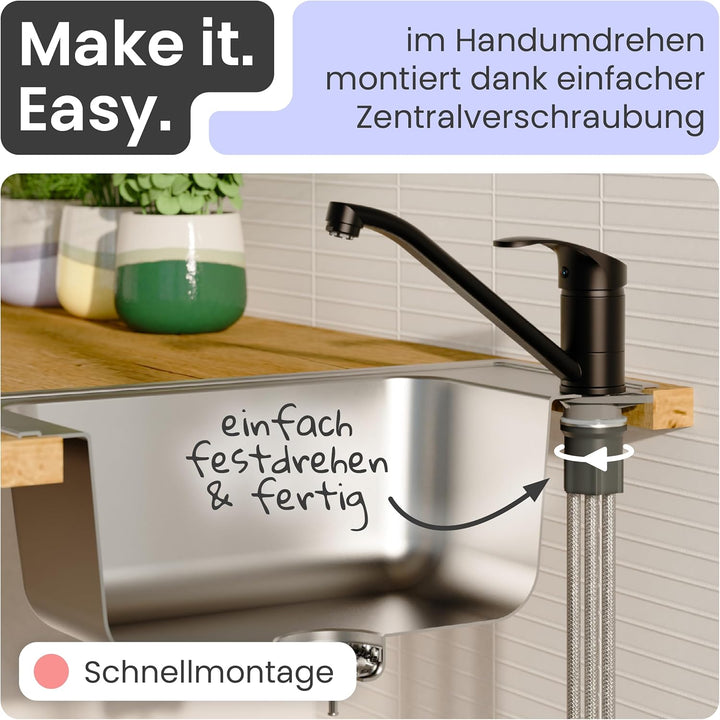 instmaier K1 Küchenaramtur Niederdruck | Schwarz matt | Wasserhahn Küche | Niederdruck Spültischarma