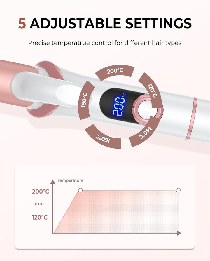 UKLISS Mini Lockenstab für Kurze Haare, 25mm Reise Lockenstab Kleine Locken, LCD Display 120-200℃, m