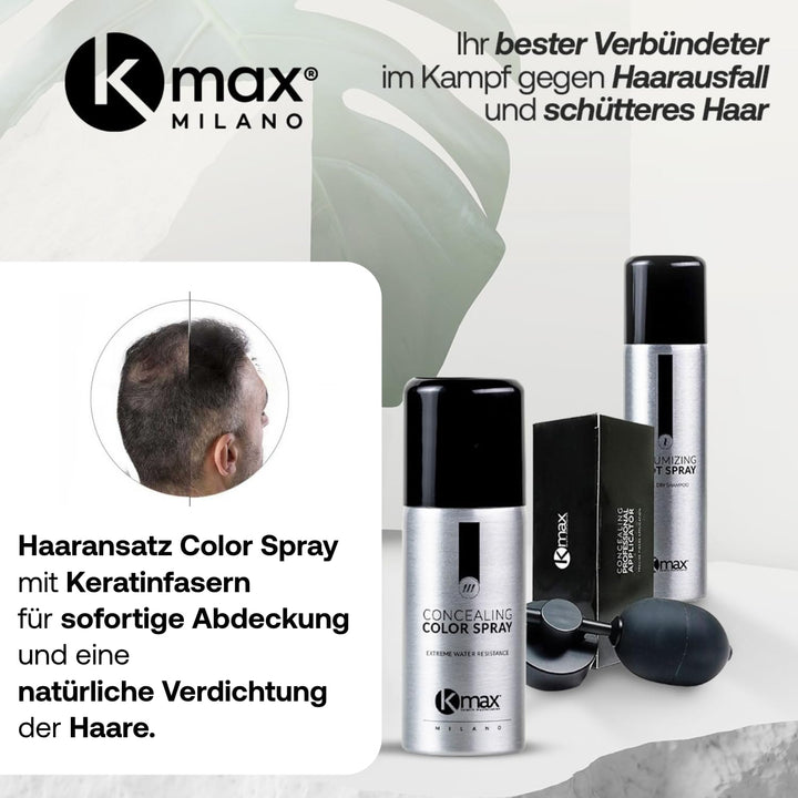 Kmax Color Spray 100ml, Farbspray zur Abdeckung von Haarausfall und grauen Haaren, schnelle und natü
