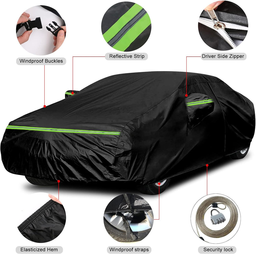 wasserdichte Autoabdeckung Kompatibel mit Ford Mustang 2005-2023, Allwetter Autoabdeckungen mit Reis