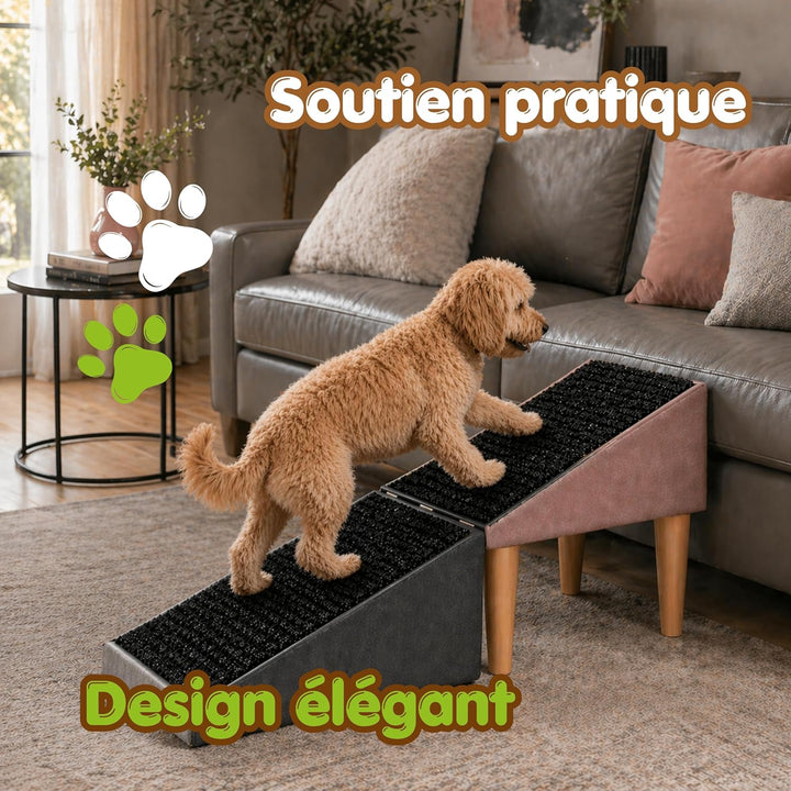 Outentin Hundetreppe Klappbar – rutschfeste Hunderampe & Weiche Haustiertreppe für Kleine & Grosse H