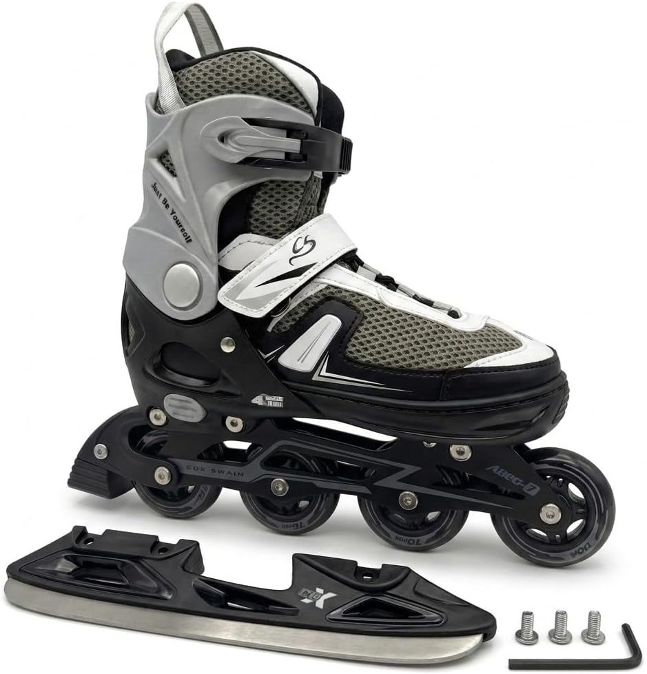Cox Swain Push 2in1 Inliner &amp; Schlittschuhe - Grössenverstellbare Kombi Skates &amp; Eislaufschuhe für K