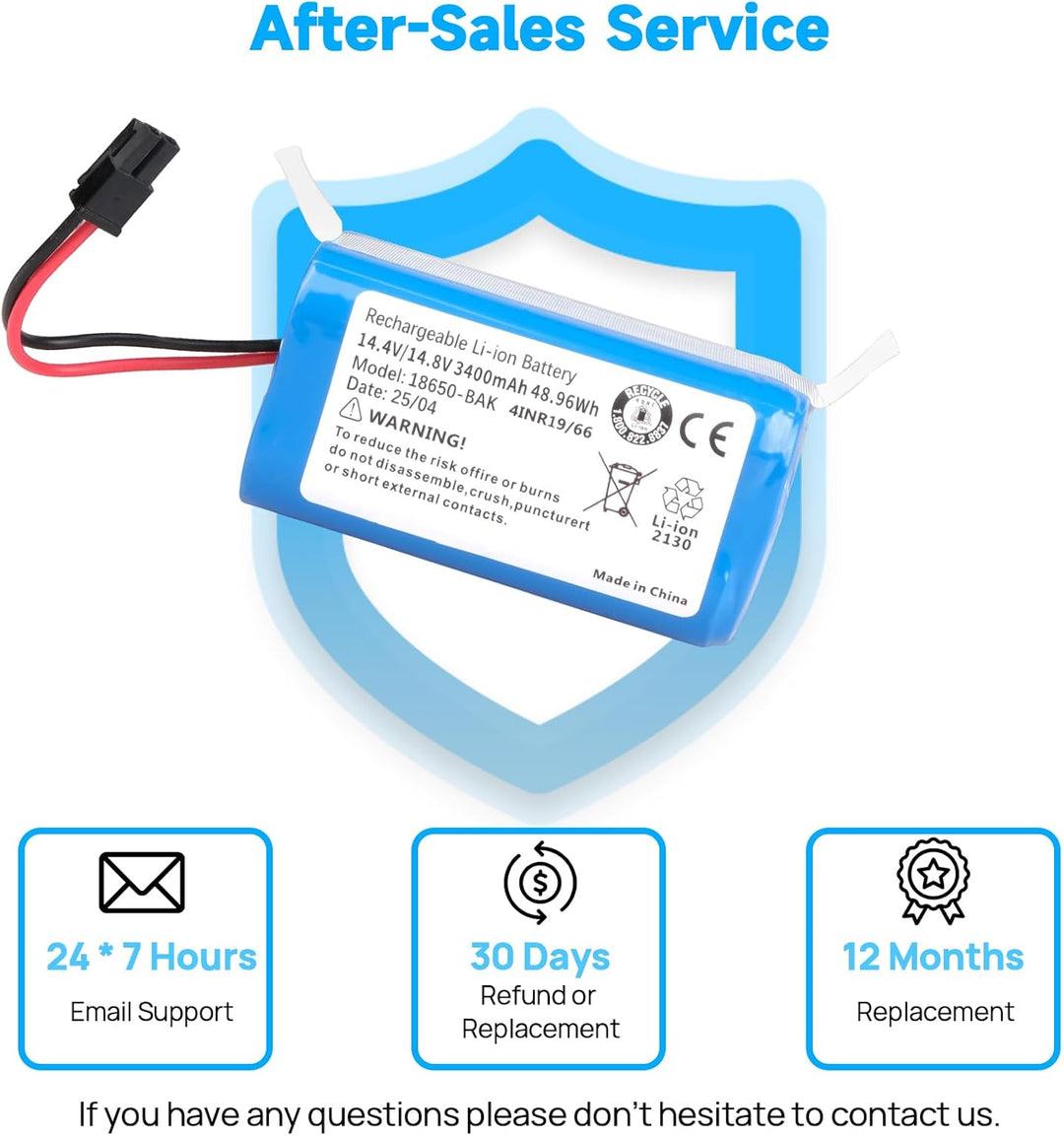 3400 mAh Akku Kompatibel mit Kyvol Cybovac L20 E20 E30 E31, Coredy R750 G800 G850, Bagotte BG800 BG8