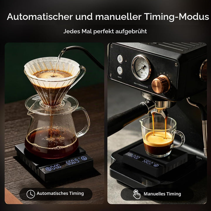 Kaffeewaage mit Timer, 0,1g Feinwaage für Espresso