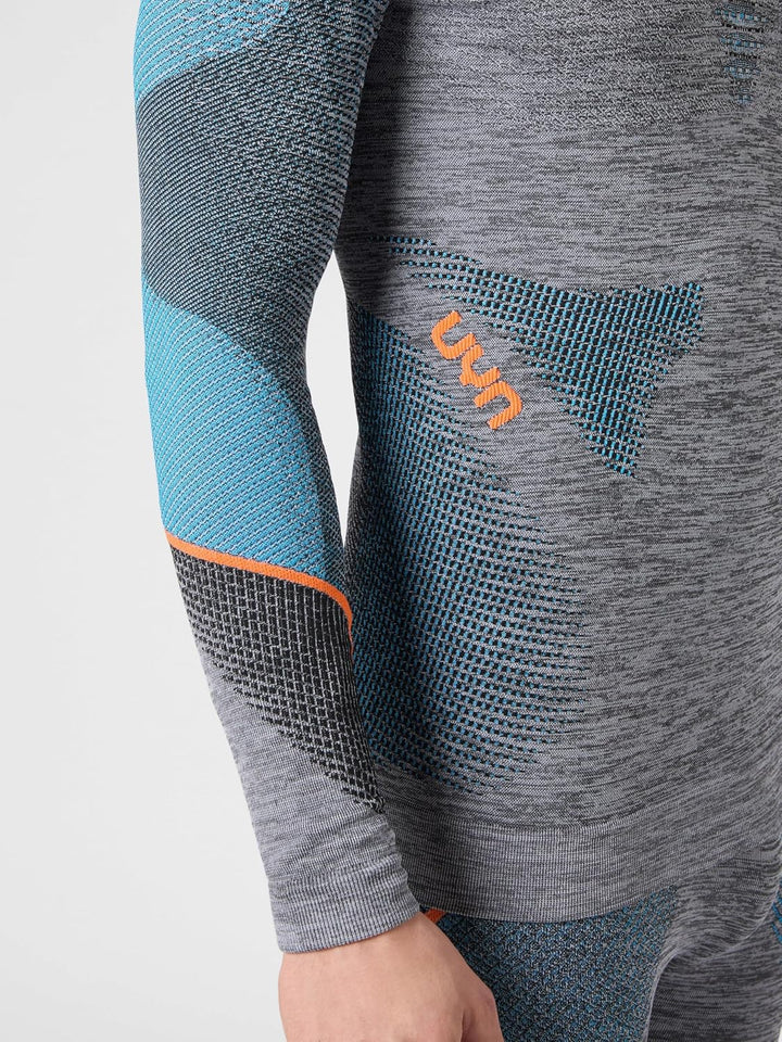 UYN Herren Ambityon Uw Unterhemd Herren Unterhemd, Black Melange/Atlantic/Orange Shiny