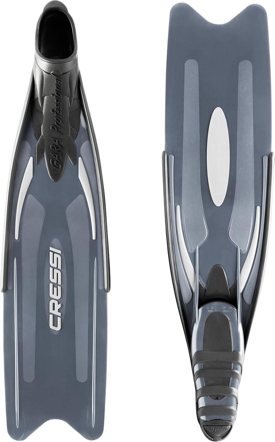 Cressi Gara - Lange Flossen für Apnoe / Freitauchen - High Performance Professional LD Silver 42/43,