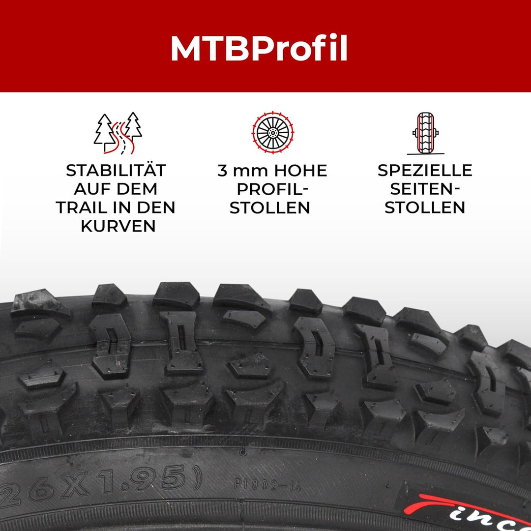 Fincci Set Paar Fahrradreifen 26 x 1.95 Zoll 50-559 Faltbar 60 TPI Reifen mit Autoventil Fahrradschl