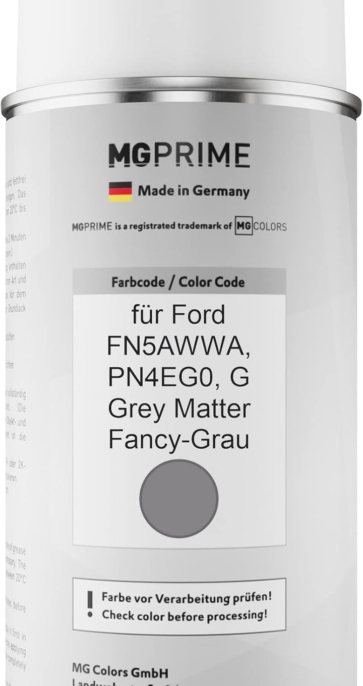 MG PRIME Autolack Sprühdosen Set für Ford FN5AWWA / PN4EG0 / G Grey Matter/Fancy-Grau Basislack Klar