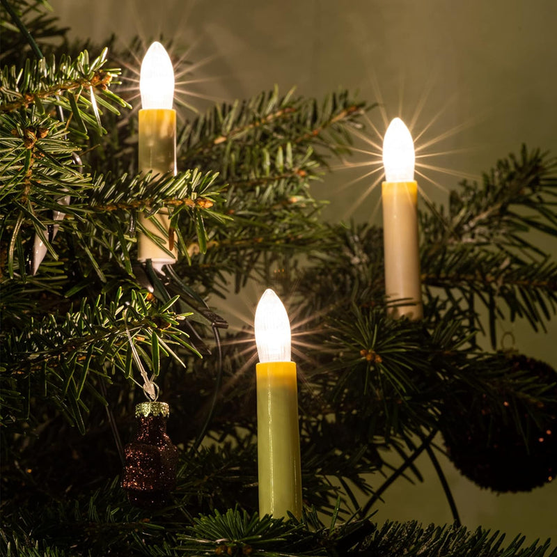 hellum Lichterkette Made-in-Germany Weihnachtsbaum, Kerzen Lichterkette innen mit Clip, 15 BS warm-w