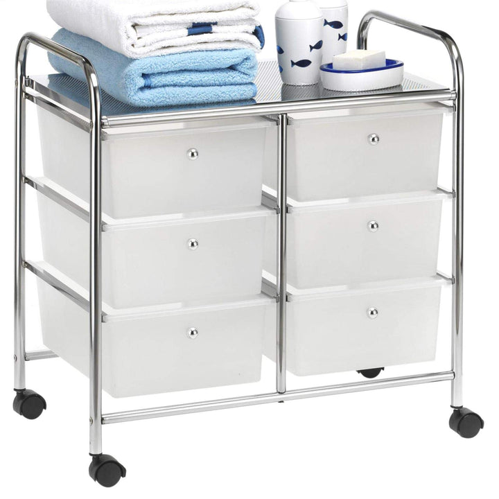 IDIMEX Badregal Rollwagen Rollcontainer GINA, mit 6 transparenten Schubladen und Metallgestell verch