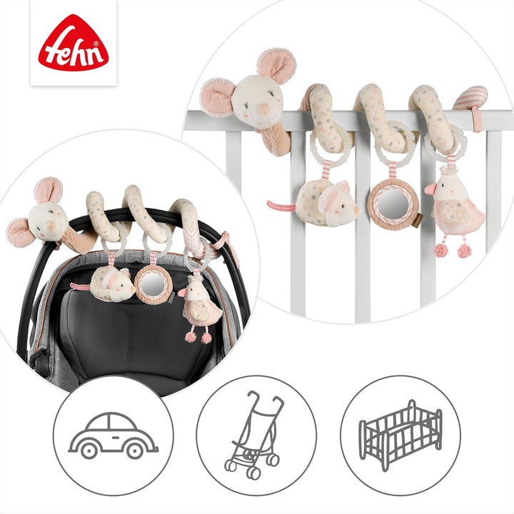 Fehn Activity-Spirale Maus – Motorikspielzeug mit Lernfunktionen zum Tasten, Fühlen, Spielen – Stoff