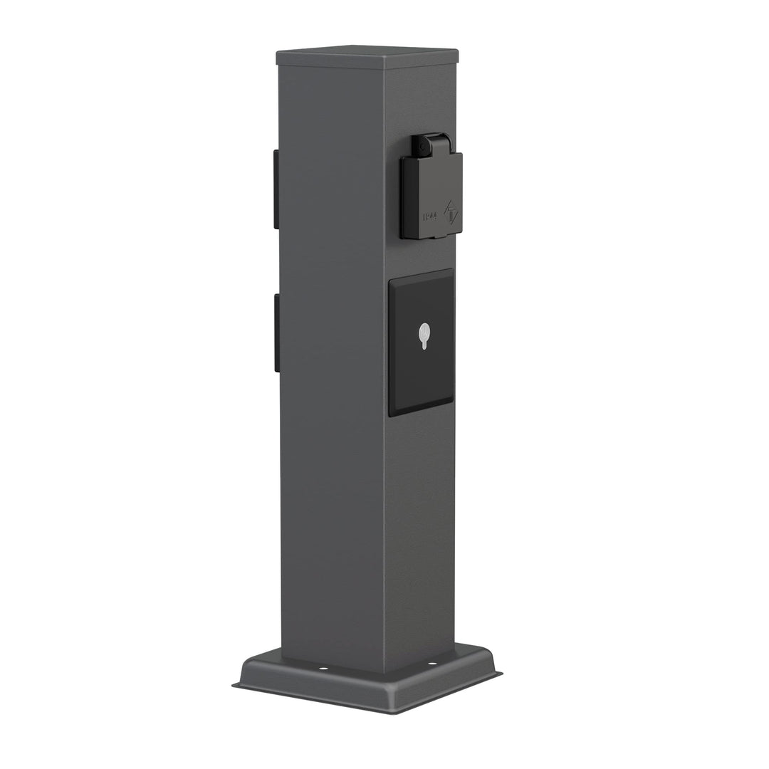 ledscom.de Garten Steckdosensäule Polly für aussen, IP44, Smart Home, WLAN, Alexa, 3-Fach, anthrazit