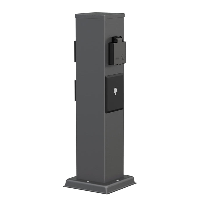 ledscom.de Garten Steckdosensäule Polly für aussen, IP44, Smart Home, WLAN, Alexa, 3-Fach, anthrazit