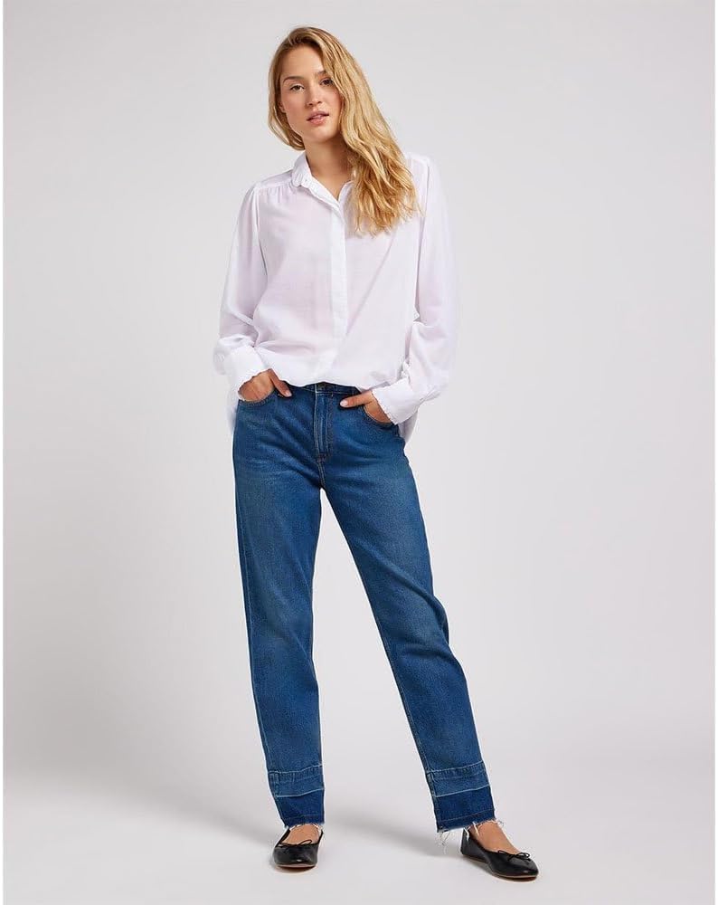 Lee Damen Shirred Blouse Shirt, Bright White