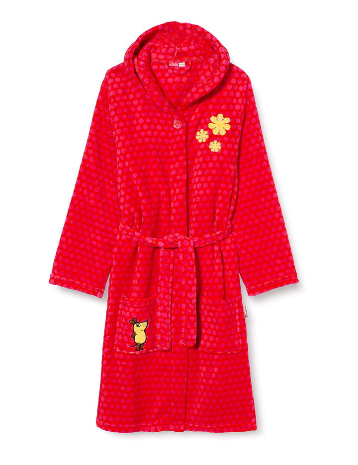 Playshoes Kinder Fleece-Bademantel mit Kapuze, Flauschiger Morgenmantel für Mädchen, die Maus-, Blum