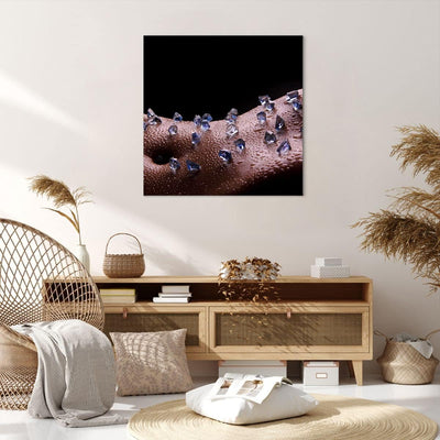 Bilder auf Leinwand 70x70cm Leinwandbild Frau Körper Kristalle Wassertropfen Gross Wanddeko Bild Sch