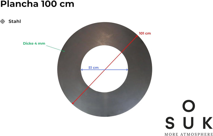 Plancha Ø 100 cm Feuerring Feuerplatte Grillring für Feuerschale oder Feuertonne - Grillplatte aus S