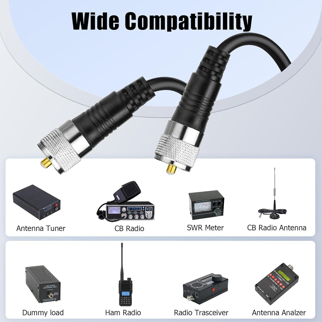 RFAdapter CB Koaxkabel, RG8x Koaxialkabel 3ft UHF PL259 Stecker auf Stecker Low Loss CB Antennenkabe