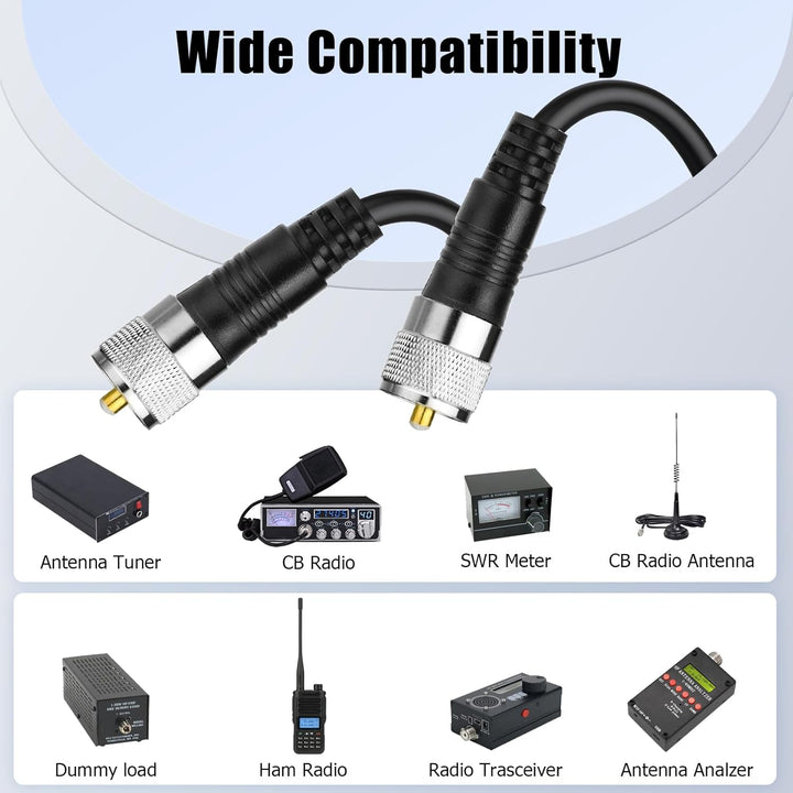 RFAdapter CB Koaxkabel, RG8x Koaxialkabel 3ft UHF PL259 Stecker auf Stecker Low Loss CB Antennenkabe