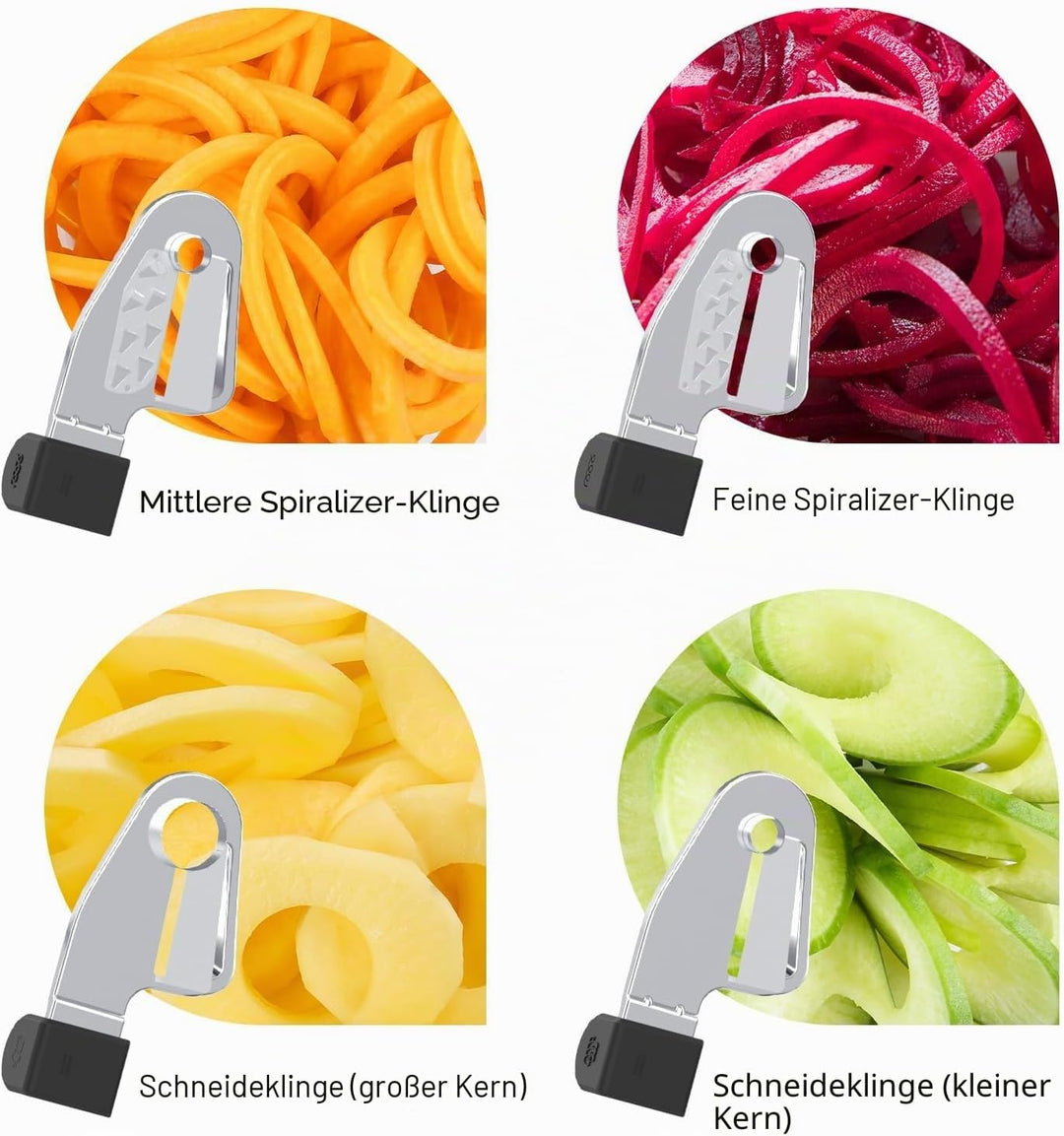 Bestand Spiralschneider-Aufsatz (5 Klingen) kompatibel mit KitchenAid Standmixer, kommt mit Schäler,