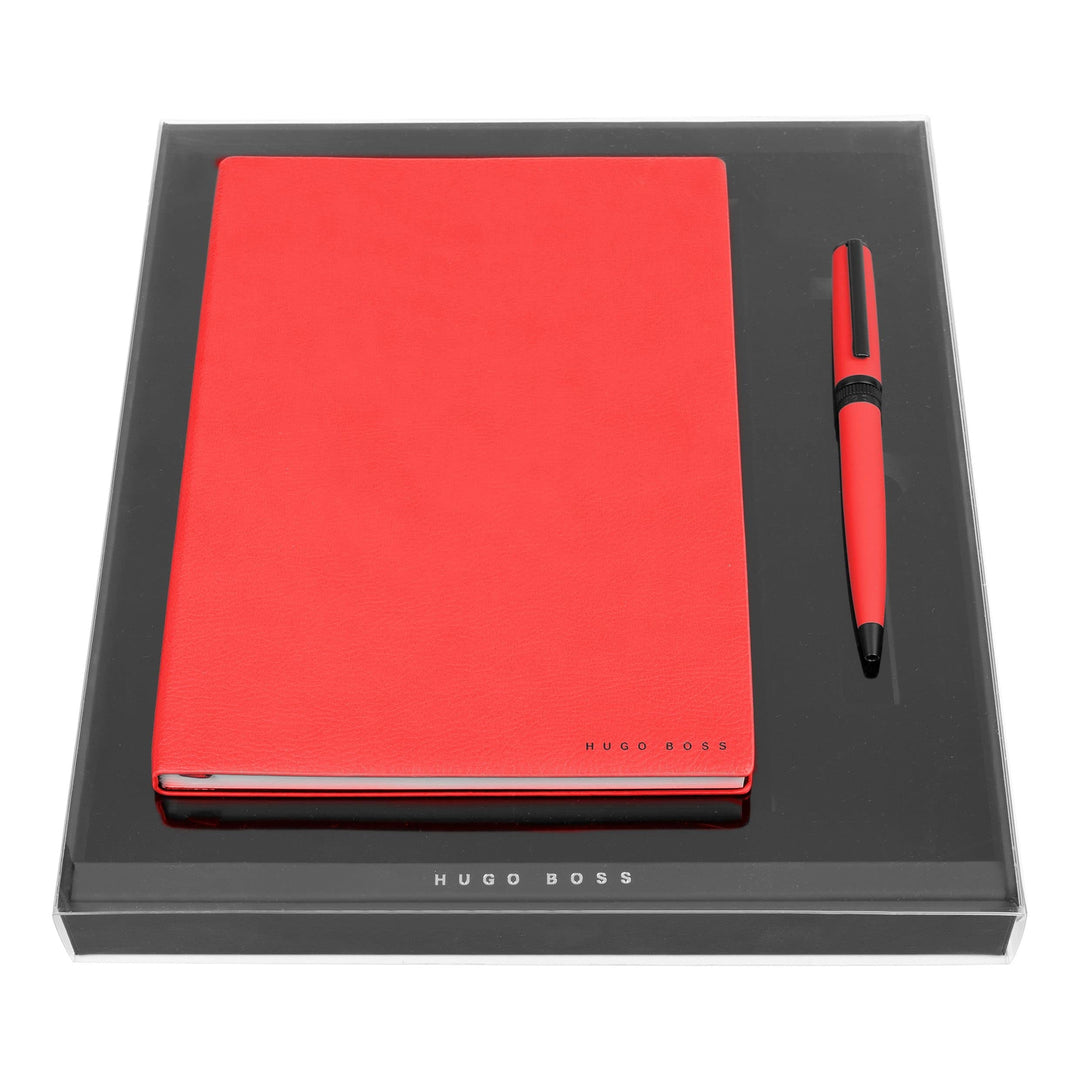 Hugo Boss Schreib-Set Red HPBH974P (Kugelschreiber & Notizblock A5) | Geschenkbox